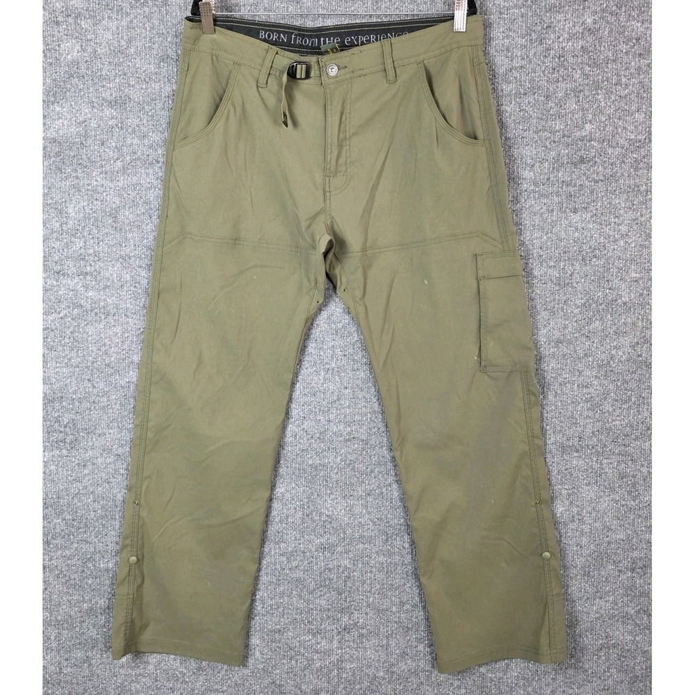 prAna Stretch Zion Pants‎ Mens 36x30 Olive Green Cargo Hiking Camping Utility